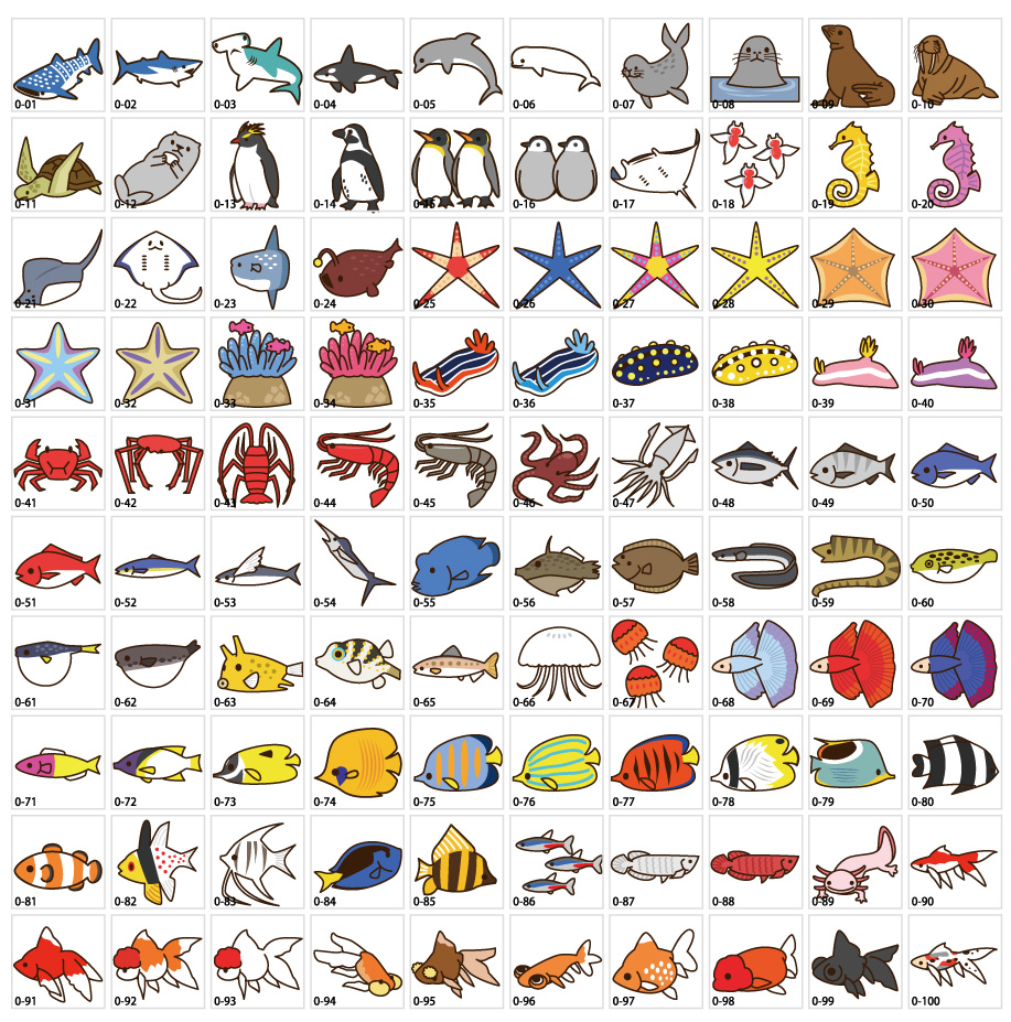 魚/海洋生物插圖材料