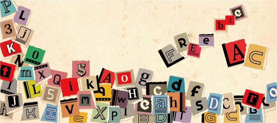 Cutout style alphabet illustration of newspaper