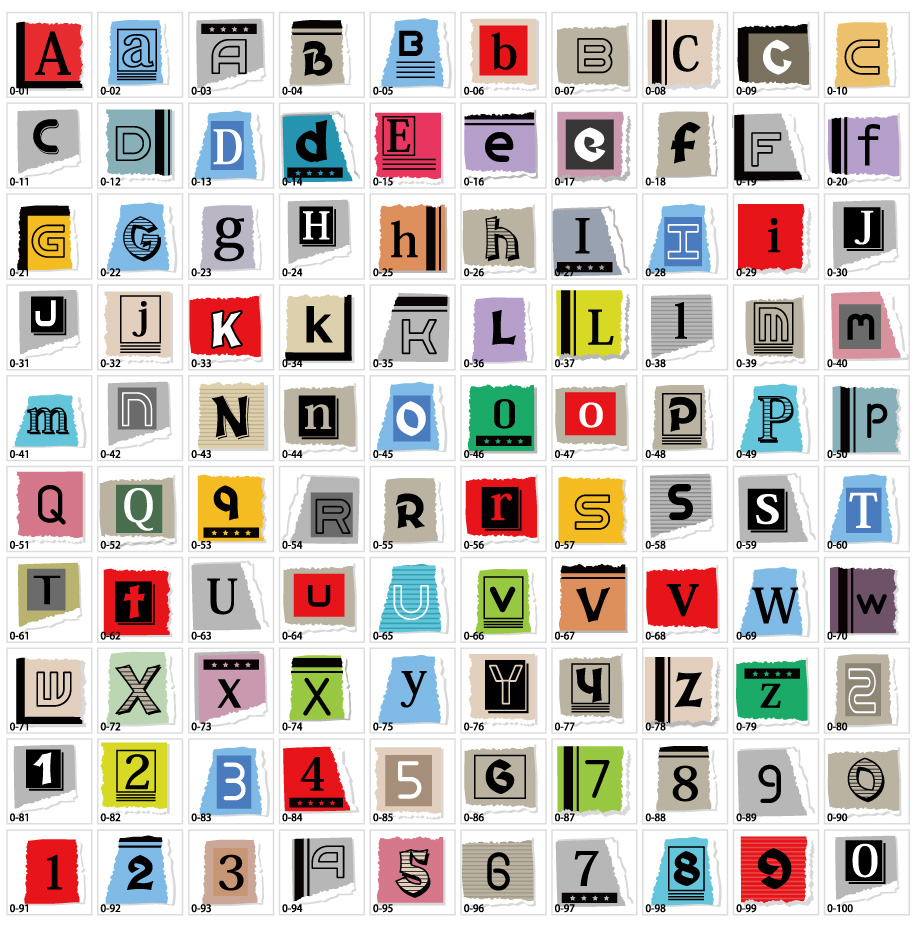 Cutout style alphabet illustration of newspaper