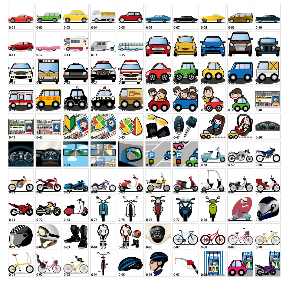 ภาพประกอบรถยนต์และรถจักรยานยนต์