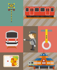 Clip art of stations and trains