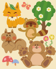 Fairy tale forest friends illustration