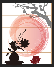 Japanese flowers ilhouette