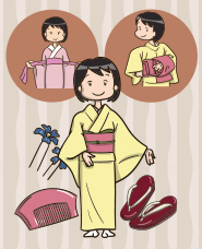 Kimono dressing illustration