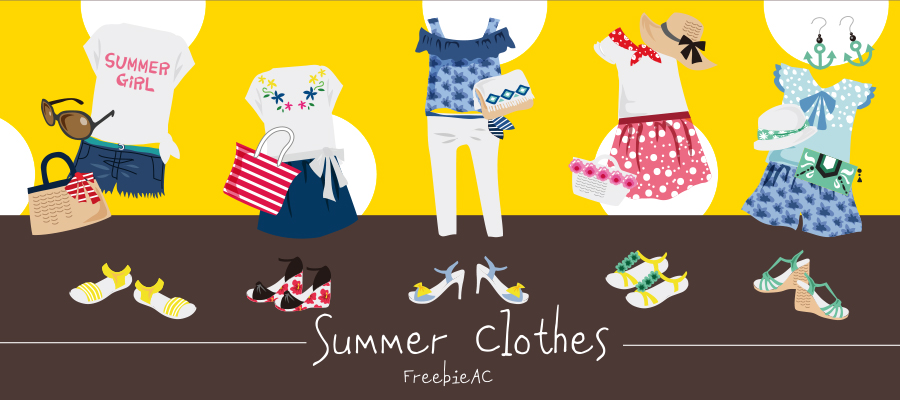 Summer clothes girls illustration