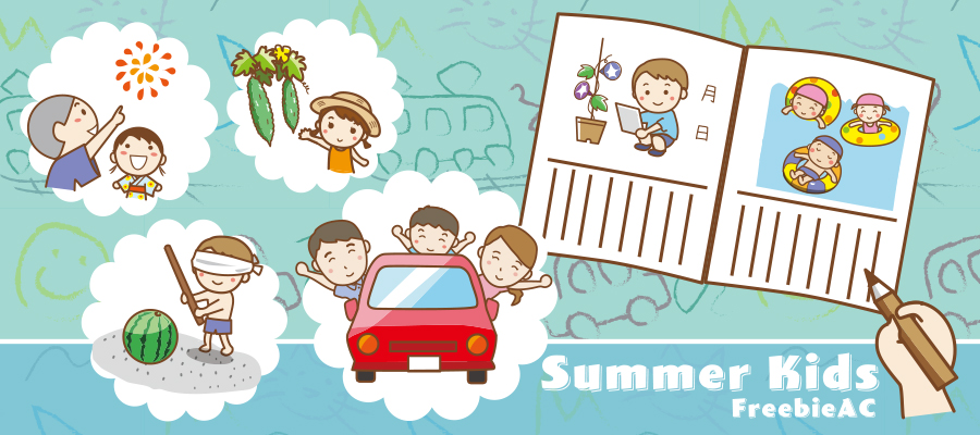 Trẻ em trong tài liệu minh họa kỳ nghỉ hè