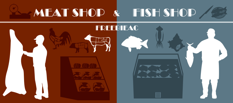 Meatshop fishshop silhouette