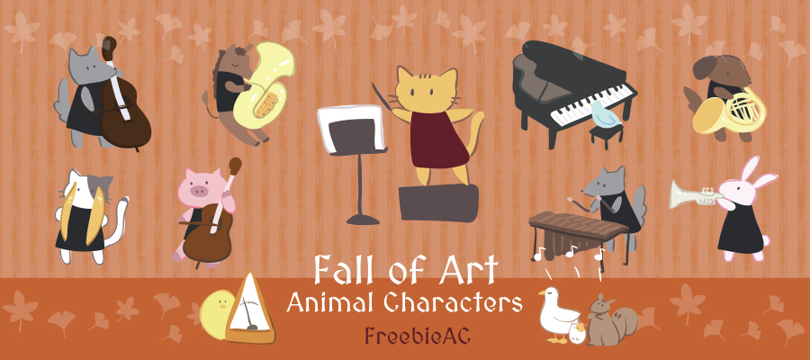 Fall art animal character illustrations