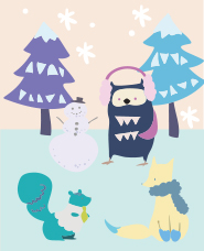 Nhân vật động vật Sống trong mùa đông Vật liệu minh họa