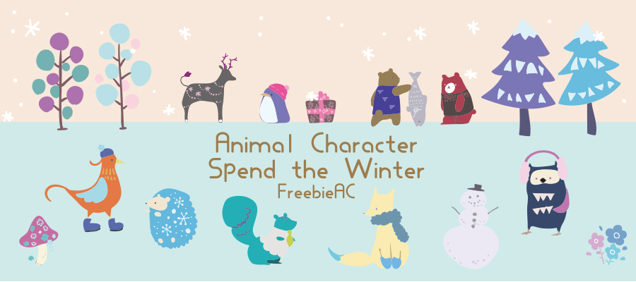 動物性格生活在冬天插圖材料