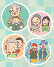 祖父母和孫子的插圖