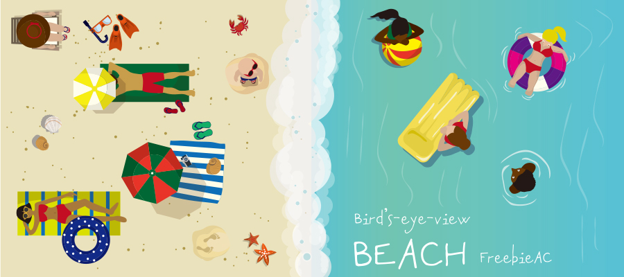 Birds eye beach illustrations