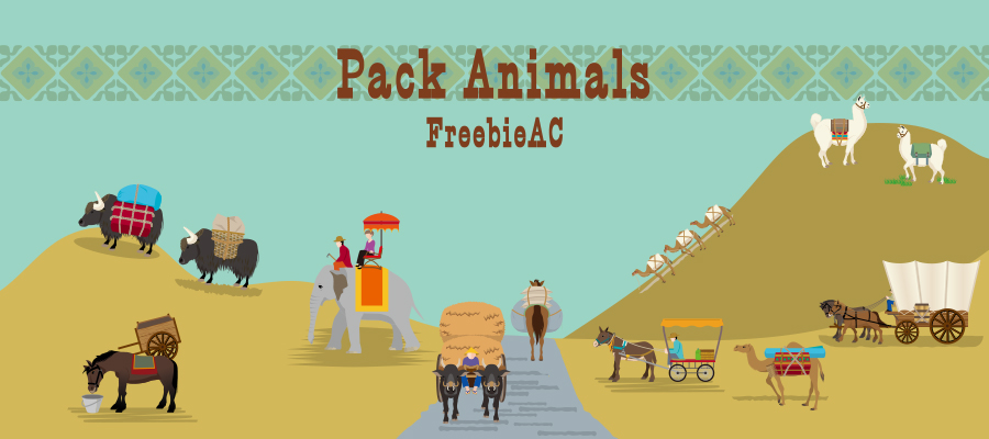 Animals carrying luggage Illustration material