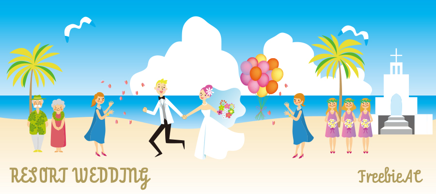 Resort wedding illustration