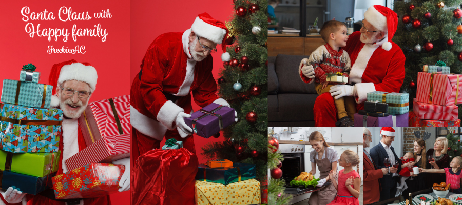 Photo material of Santa Claus and foreign family