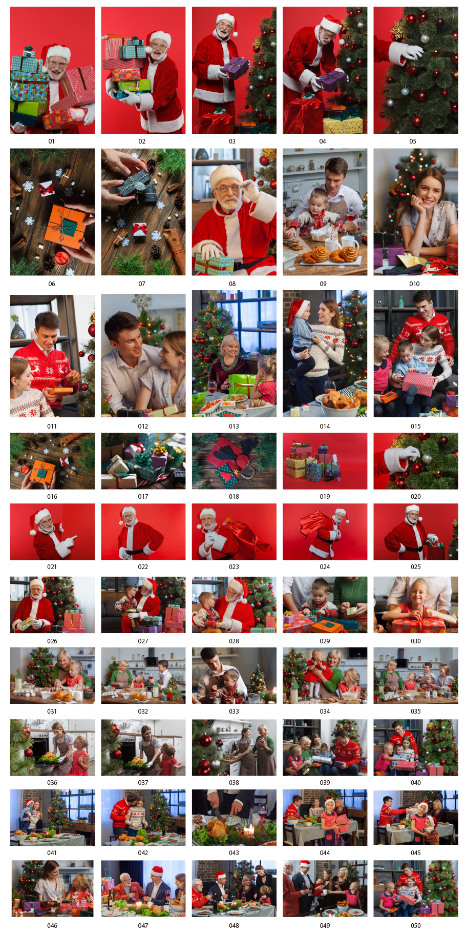 산타 클로스와 외국인 가족 사진 소재