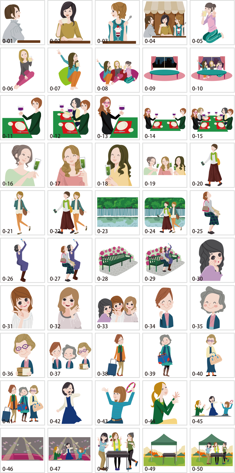 Girls party illustrations material