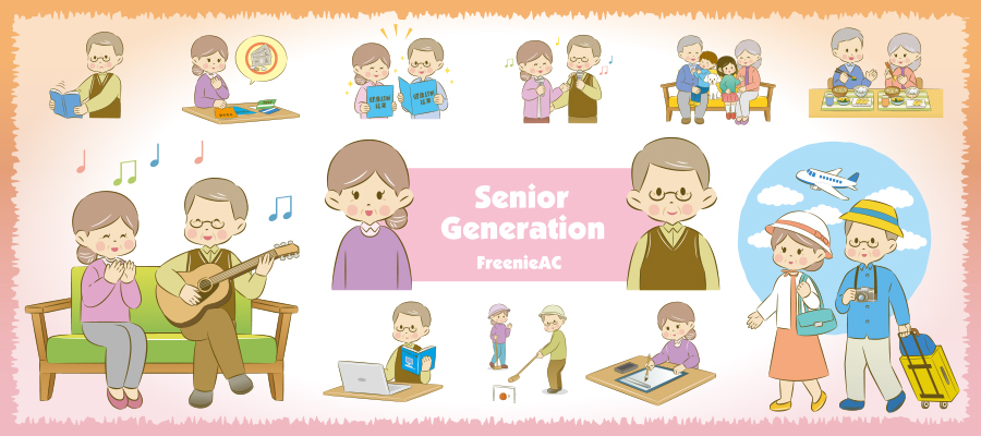 Senior generation illustrations material