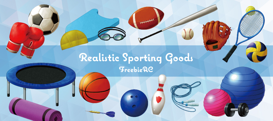 Realistic sporting goods illustration material