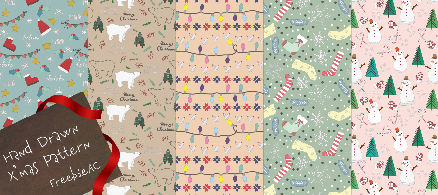 Hand drawn style christmas pattern material