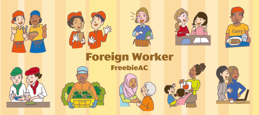 Illustration material of foreign workers