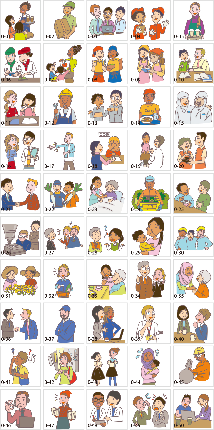 Illustration material of foreign workers
