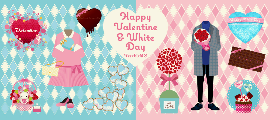 Valentine's Day & White Day illustration material