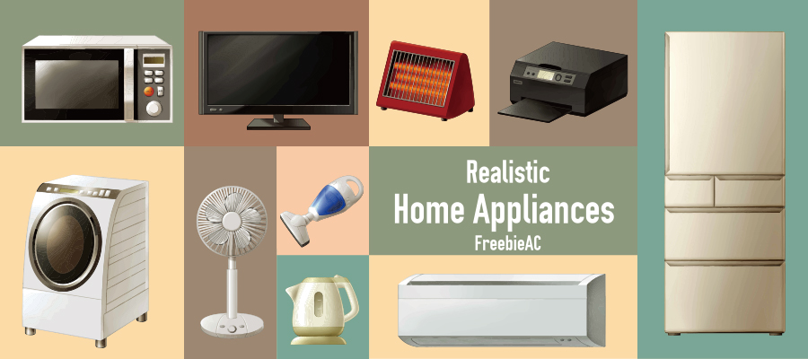 Illustration material of real home appliances