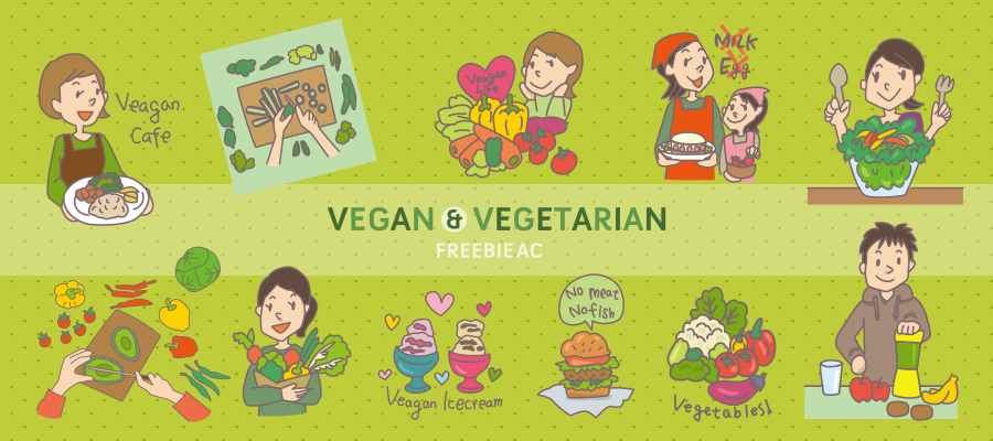 Vegan and vegetarian illustrations