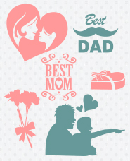 Silhouette material of Mothers Day and Fathers Day
