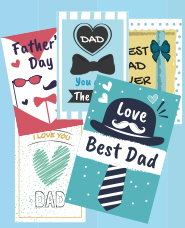 Fathers Day card design template 