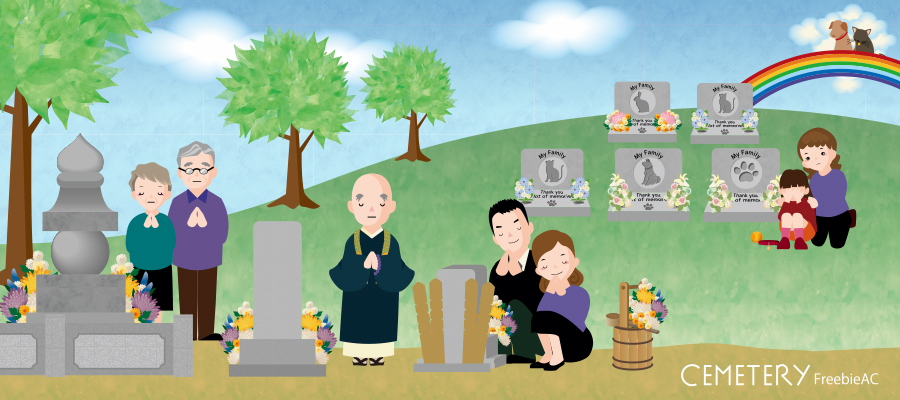 Illustration of a graveyard