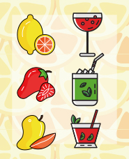 水果和雞尾酒的圖標