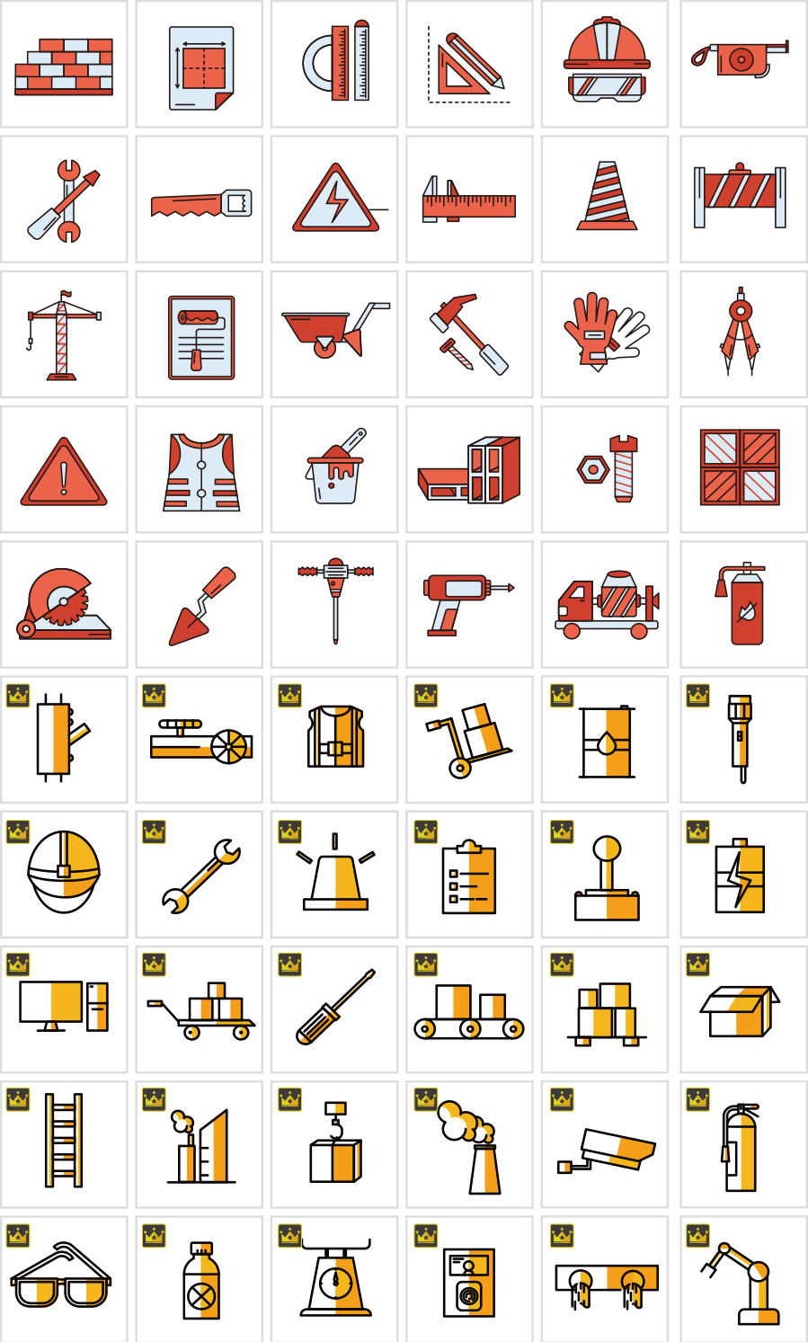 Construction and factory icons