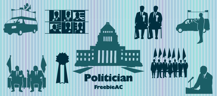 Silhouettes of politicians and political activities