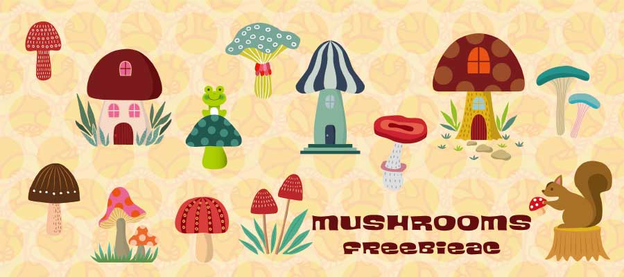 可愛蘑菇的插圖