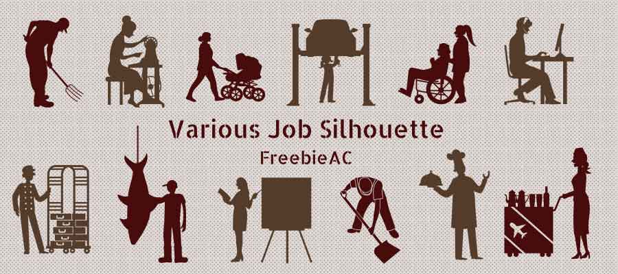 Silhouettes of various occupations