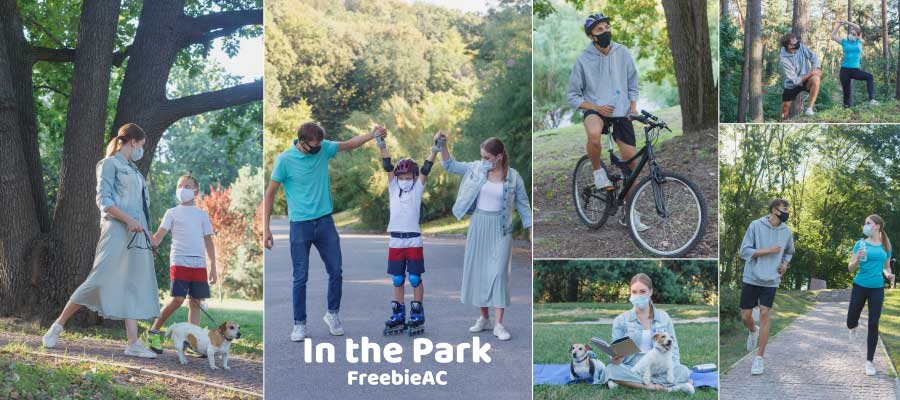 Photos of people spending time in the park