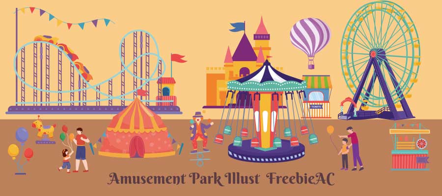 Amusement park illustration collection