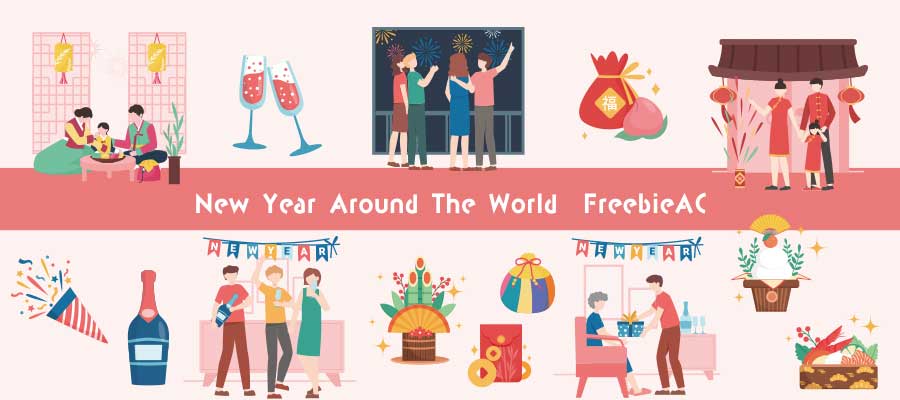 New Year Around The World Illustration Collection