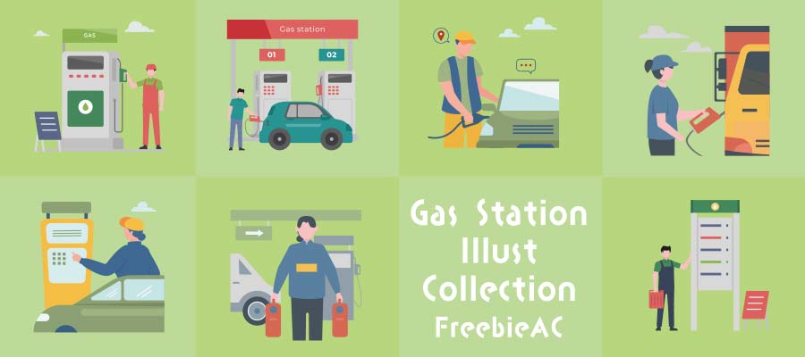 Gas station illustration collection