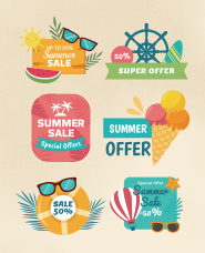 여름 판매 스티커 일러스트 컬렉션