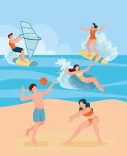 Illustration collection of marine sports activities