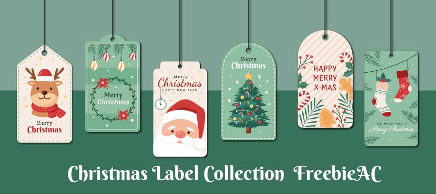 Christmas label illustration collection